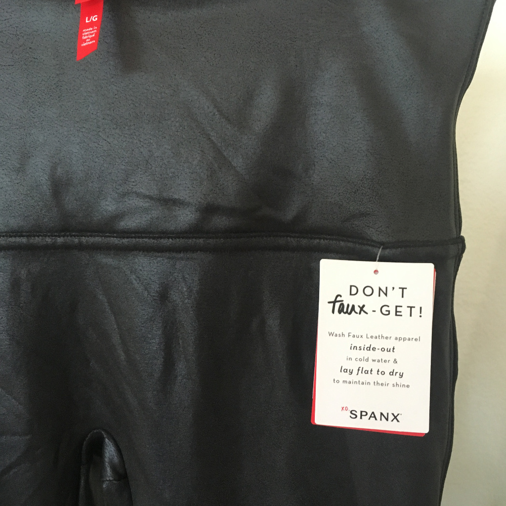 SPANX BLACK FAUX LEATHER LEGGINGS - NWT